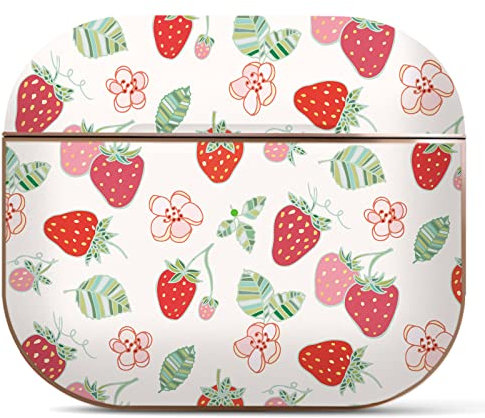 Berkin Arts Kompatibel mit AirPods 3 Generation Hülle AirPods Case Ästhetisch Rosé Goldenes Hardcover mit Schlüsselanhänger Pop-Surrealismus Erdbeere