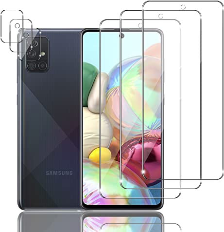 Ydiciv 3+3 Stück Schutzfolie für Samsung Galaxy A71 Panzer Schutz Glas, 3 Stücke panzerfolie und 3 Stücke Kamera Glas, 9H Härte, HD Klar Schutzglas, No-Bubble, für Samsung Galaxy A71