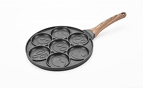 YZJSSL Smiley-Gesicht-Pfannkuchen-Pfanne, Antihaft-Pfannkuchen-Grillplatte Mit 7 Einzigartigen Lustigen Flapjack-Gesichtern Grillpfanne Crpe-Pfannkuchen-Form Mini-Pfannkuchen-Hersteller