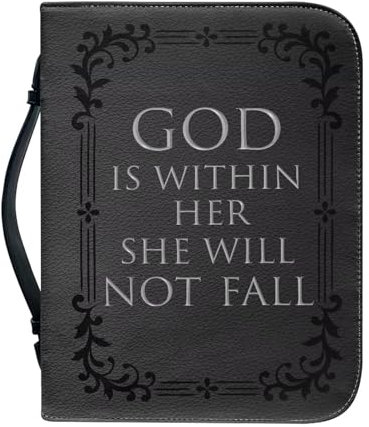 Cozeyat Schwarzes Kreuz Bibelhülle für Herren, 17,8 x 25,4 cm Bibelhüllen für Frauen mit Taschen, staubdichte Bibelschutzhülle mit Buchbefestigungsriemen, black cross