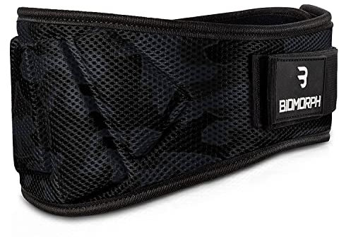 BIOMORPH Neopren Gewichthebergürtel für Krafttraining, Powerlifting, Bodybuilding, Crossfit für Damen und Herren (Camo Black, L)