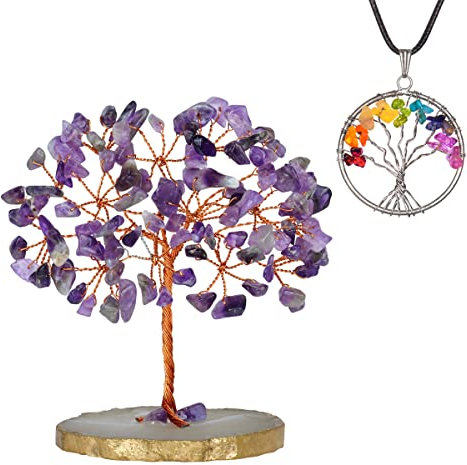 Baum des Lebens - Amethyst-Kristalle - Künstlicher Baum - lila Dekor - Chakra-Steine - Kristallbaum ​​- Kristall-Dekor - Feng Shui - Spirituelle Geschenke - Steine ​​und Kristalle - Amethyst-Geschenke