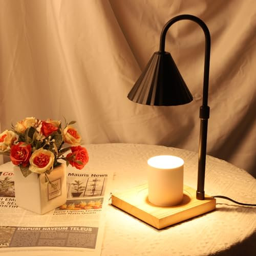Muttertagsgeschenk Kerzenwärmerlampe, Kerzenwärmer mit 2/4/8-Stunden-Timer, Kerzenschmelzlampe, kompatibel mit Duftkerzen, Wachsschmelzglaskerzen, höhenverstellbar, mit 2 Glühbirnen (schwarz)