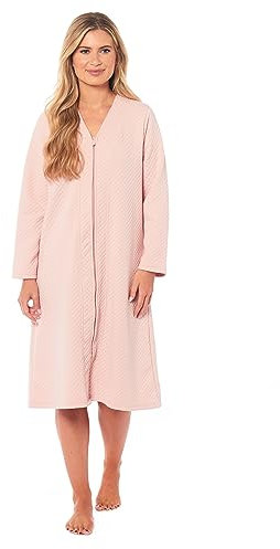 Daisy Dreamer LN287 Robe de chambre matelassée avec fermeture éclair en polaire pour femme, rose clair, S