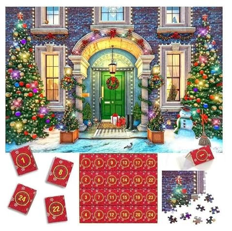 Advent Calendar 2023 Christmas Jigsaw Puzzles 24 Days Christmas Countdown Calendar 1008 Pieces Jigsaw Puzzles Christmas Advent Calendar Xmas Holiday New Year Gifts for Adults Kids Teens (A)