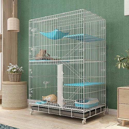 Hoixin Katzenkäfig, katzenkäfig Balkon, katzenkäfig Outdoor/Indoor, Kleintierkäfig für Kaninchen, Haustierprodukte, Großer Katzenkäfig mit 4 Ebenen B