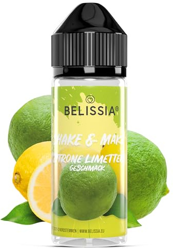 Belissia Shake and Make Zitrone-Limette 10ml Aroma + Schüttelflasche | Lebensmittelaroma, vegan, ohne Zusatzstoffe, 120ml Flasche, für Backen, Speisen, Getränke, Shakes, DIY und Raumduft