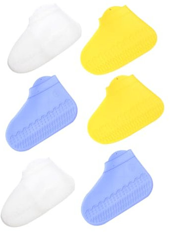 DIKACA Fahrrad Überschuhe Regenstiefel 3 Paare Schuhschutz wasserdichte Schuhüberzieher Kieselgel Silikon Schuhe Für Schuhe Fräulein Schuhschoner Fahrradüberschuhe