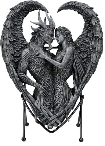 Pacific Giftware Romantisches Engel-Dämon Relief Solemn Vow von Spiral, Polyresin, 23 cm, Schwarz, Inkl. Ständer, Liebe Deko Figur Teufel