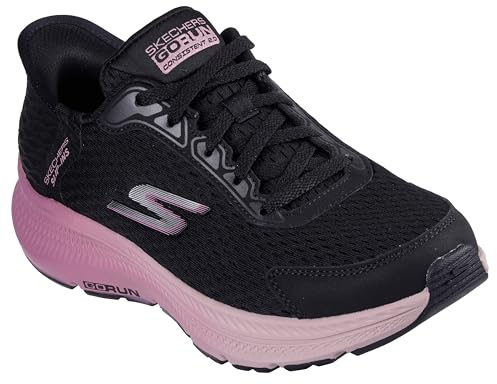 Skechers Damen Go Run Consistent 2.0 Cameroon Slip-InTurnschuhe, Black Textile/Mauve Trim, 36 EU