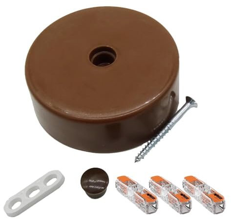Profi-Set Verteilerdose Braun inkl. 3x Durchgangsklemme 221-2411 u. Befestigungszubehör ø 72x23mm Aufputzdose Anschlussdose Baldachin