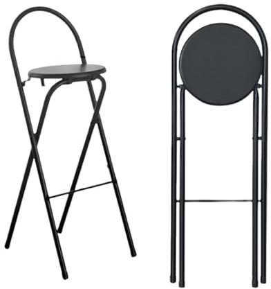 Sgabello da bar pieghevole rotondo 65cm 70cm 75cm, Sedia alta da cucina pieghevole per PUB, colazione, Sedia pieghevole bancone bistrot con seduta rigida, portata 100kg (Color : Zwart, Size : 65cm/2