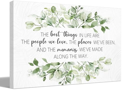 BIWSHA Inspirational The Best Things Quotes Canvas Wall Art Prints Decor for Home Bathroom Bedroom Living Room Office，Positive Themed Paintings Art Decor 16x24 Inches，Green Plants Art Gifts