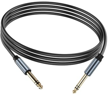 JSADZKJ 1/4 Inch TRS Instrument Cable Straight 6.35mm TRS Stereo Audio Cable 1/4 Inch Gold Plated Male to Male Stereo Jack Cable for Guitar Home Theater Speaker and Amplifier 5.9FT