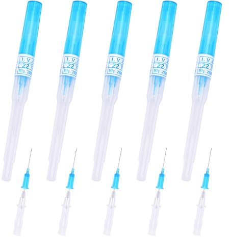 NIUSIMAN Piercing Nadeln,Combofix 6 Stück 22G(0.6mm) Gauge Katheter Piercing Nadeln IV Katheter Nadeln für Ohr Nase Bauch Piercing Einweg dünn Nase Piercing Nadeln