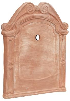 Biscottini Frontone per Fontana da Giardino Esterno L37,7xPR3,7xH47,5 - Arredo Giardino in Terracotta Toscana - Frontone per Fontana da Giardino - Giardino Arredo Esterno Made in Italy