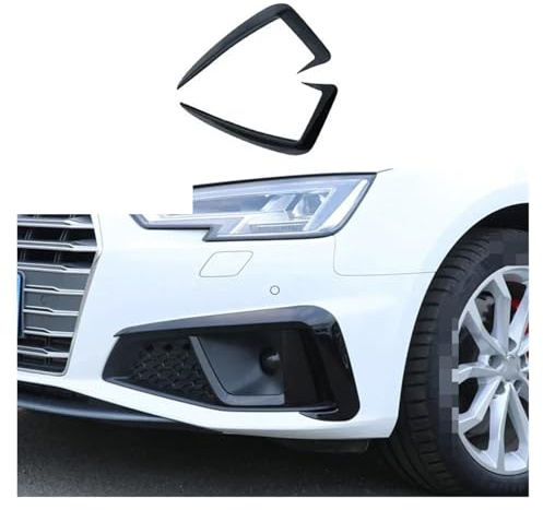 GNUFOPI Auto Front Stoßstange Wind Kühlergrill Zierleiste Nebelscheinwerfer Streifen Aufkleber Kompatibel Mit Audi A4 B9 2017-2019 Auto Front Nebelscheinwerfer Augenbraue Wind(B Model Black)
