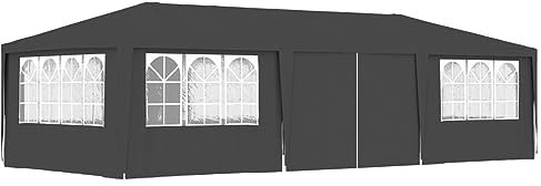 Iiaky Profi-Partyzelt mit Seitenwänden 4×9 m Anthrazit 90 g/m² Grillpavillon SandsäCke Zelt Camping Pavillon Grillpavillon Winterfest