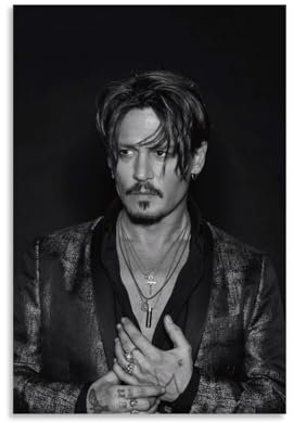 GOORAL Johnny Depp Schwarz-Weiß-Poster-Kunstdruck, Wandfoto, Farbe, hängendes Bild, Familienschlafzimmer-Dekoration, 40 x 60 cm