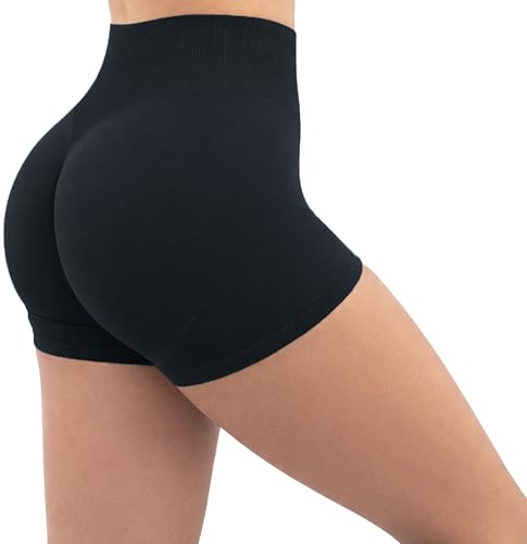 SMILODOX Sport Shorts Damen Amaze Ultra, Seamless Blickdichte Radlerhose, Unsichtbarer Scrunch-Effekt, V-Shape High Waist Kurze Sporthose, Hoher Bund Biker Shorts für Yoga Fitness Gym
