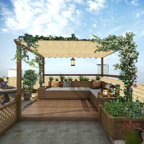 Clôture de toit en bambou pour bordure de jardin, style tropical, extérieur (noir naturel)