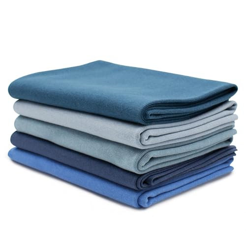 5x 0,25m Bündchenstoff Set Schlauchware 95% Baumwolle, 5% Elasthan Auswahl Jersey (Blautöne 2, 5er Set)