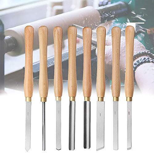 Lot de 8 burins de tournage à bois en acier rapide pour tournage de bois dur