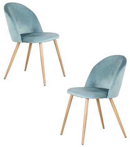 GrandCA Home 2er Set Esszimmersessel, 2er-Set Samt Esszimmerstühle mit Eisenbeinen in Holzoptik, vielseitig für Büro, Café, Küche, Wohnzimmer, Schlafzimmer (Grün,2)