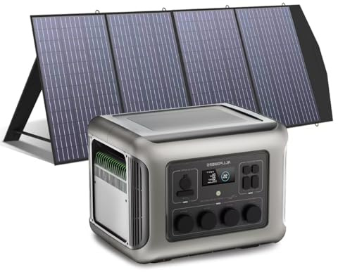 ALLPOWERS R2500 centrale elettrica portatile 2016Wh con 200W Pannello Solare SP033, 4 Uscite AC da 2500W (4000W Picco), Generatore Solare MPPT per Camper, Roulotte, Campeggio ed Emergenze