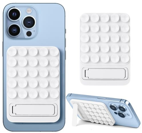 HOTUT Handy Saugnapf Halterung, 2-in-1 Multifunktion silikon handyhalterung für Selfies & Videos, Freihändig Kleber Rückseite Saugnapf für Alle Handy-Modelle