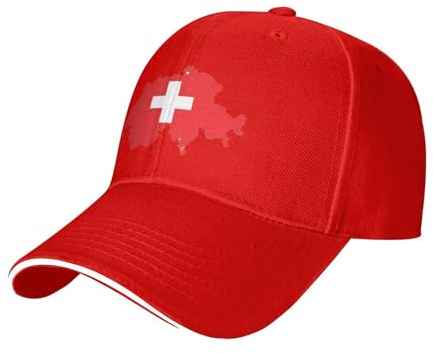 HZCRAES Kappe Herren Basecap Damen Verstellbar Cappy Waschbar Klassische Baseball Cap Unisex Sonnenschutz Baseballkappe Schweiz Flagge Karte Mütze Atmungsaktiv Für Sport Wandern