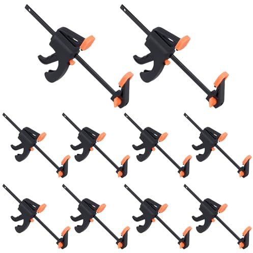 MOUYAT 10 PCS Quick Grip Clamps, 4 Inch Small F Clamp, Ratchet Bar Clamps, Clamps for Woodworking, DIY, Craft Projects