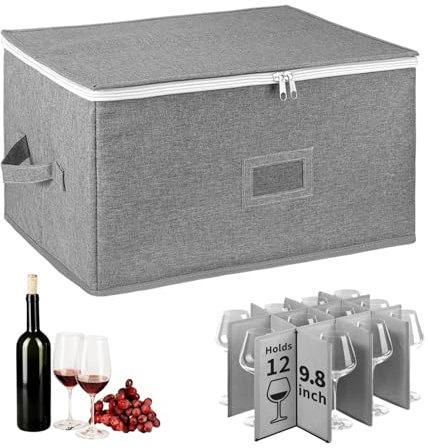 Boîte de rangement en verre à vin avec diviseurs | Conteneurs de rangement en porcelaine Conteneurs de rangement en verre à vin avec séparateurs, boîte de rangement en verre à vin flexible, contenants
