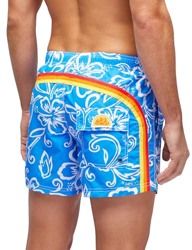 SUNDEK Costume da bagno da uomo con stampa elastica in vita, lunghezza 35,6 cm, cavallo 12,7 cm, 616ia - Zaffiro vintage, Large
