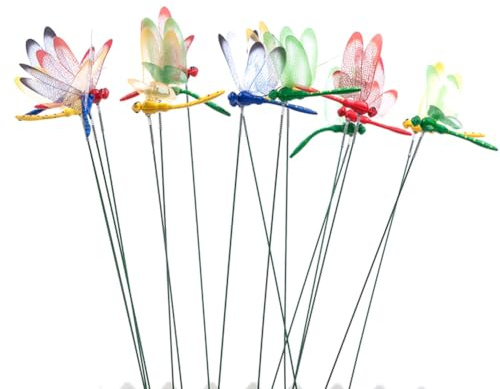 NONDK 24Pcs 3D Dragonfly Garden Decor Dragon Fly Garden Stakes Dragonflies Patio Decoration Dragonfly Stakes