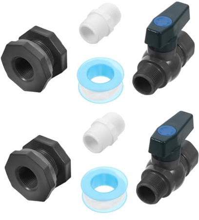 ORFOFE 2ensemble Kit De Robinet De Pluie PVC Vanne De Vidange pour Jardin avec Adaptateur De Raccord pour Aquariums Réservoirs Bassins