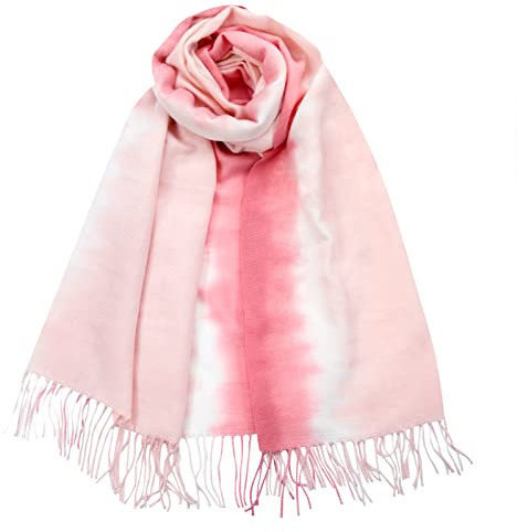 Schal Damen, 200 x 70cm Warme Winter Deckenschal Imitation Kaschmir Halstuch Halswärmer Schlauchschal Oversized Mädchen Herbst Fransen Poncho, Rosa