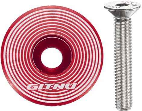 QUARKZMAN Fahrrad Headset Top Cap 31.8mm Kopfset-Abdeckkappe Aluminiumlegierung Fahrrad Lenkerkappe mit M6 Schraube für Mountainbike Rennrad MTB, Rot