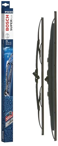Escobilla limpiaparabrisas Bosch Super Plus Spoiler SP22/22S, Longitud: 550mm/550mm − 1 juego para el parabrisas (frontal) - Válidas únicamente para vehículos con volante a la derecha (UK)