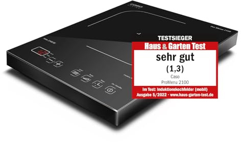 CASO Pro Menu 2100 Induktionskochplatte mobil, Testsieger Haus & Garten Test, Smart Control auf 12 Stufen, 60-240°C, Timer bis 180 Min., Töpfe bis 24cm, 2100 Watt,