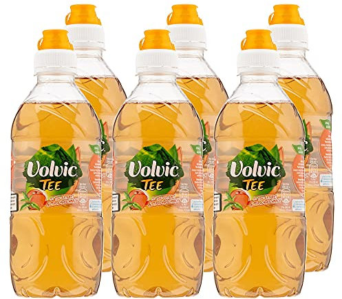 Volvic Tee Pfirsichgeschmack – Erfrischungsgetränk mit Schwarztee-Extrakt – Zuckerreduziert – 6 x 0,75 l