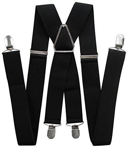 axy Hosenträger für Herren breit 3,5 cm in X-Form mit 4 Hosenträger Clips extra stark längenverstellbar 35mm (Schwarz)