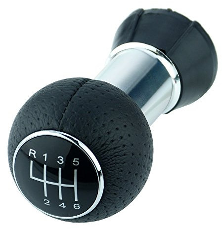 L & P Car Design L&P A260-1 Schalthebel Hebel Schaltknauf Schwarz 6 Gang 12mm PU Leder perforiert Knauf als Plug Play Ersatzteil für Audi A1 A3 A4 A5 A6 Q3 Q5