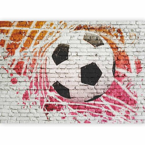 murando - Papier peint panoramique moderne 400x280 cm - Revêtement mural décoration pour chambre salon - Design moderne - Rouge gris beige marron - Sport de football en brique 10110902-4