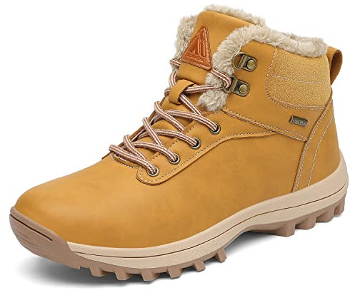 Pastaza Stivali da Neve Uomo Donna Trekking Scarpe Inverno Impermeabili Outdoor Pelliccia Sneakers Giallo,39EU