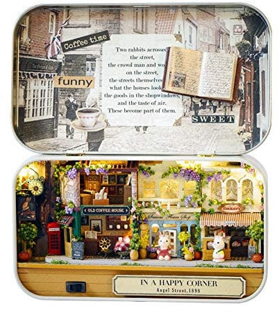 Smandy 3D Wooden DIY Dollhouse Theatre Old Time Theme Miniature Doll House Toys (Street Corner)