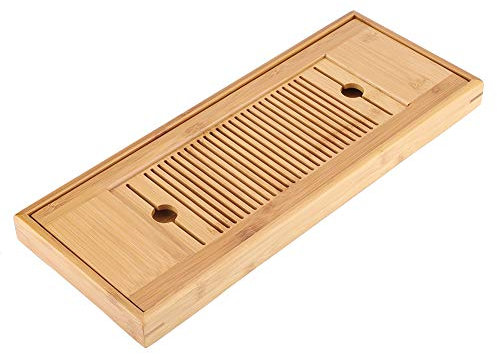 Plateau à Thé Chinois en Bambou, Plateau de Service à Thé Japonais, Ensemble de Table à Thé Gongfu avec Type de Réservoir, Boîte de Stockage d'eau pour la Maison, Le Jardin, Le Bureau,