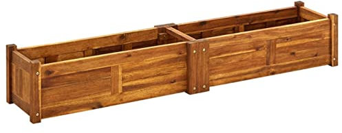 Tidyard Jardinière en Bois d'Acacia Style Naturel Marron 150 x 30 x 25 cm