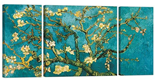 LuxHomeDecor Quadro Vincent Van Gogh Mandorlo in Fiore 140x70 cm Stampa su Tela con Telaio in Legno Arredamento Arte Arredo