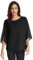 GRACE KARIN Camicia Donna Scollo Tondo Maniche 3/4 in Chiffon Camicetta Bluse Basic Estivo Causal Allentato Top Nero 2XL CLAF15-3